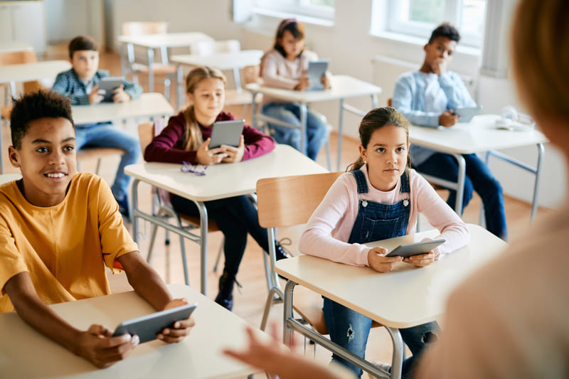 multiracial group of school kids using touchpads a 2022 12 06 01 16 45 utc